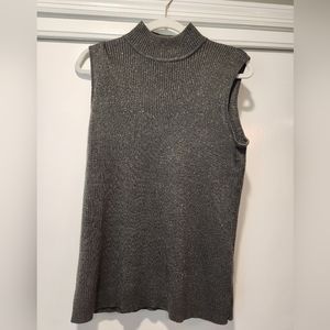 Glittery Gray Sleeveless Sweater - Size XL